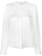 Thom Browne Bridal Button Blouse In Silk Charmeuse - White