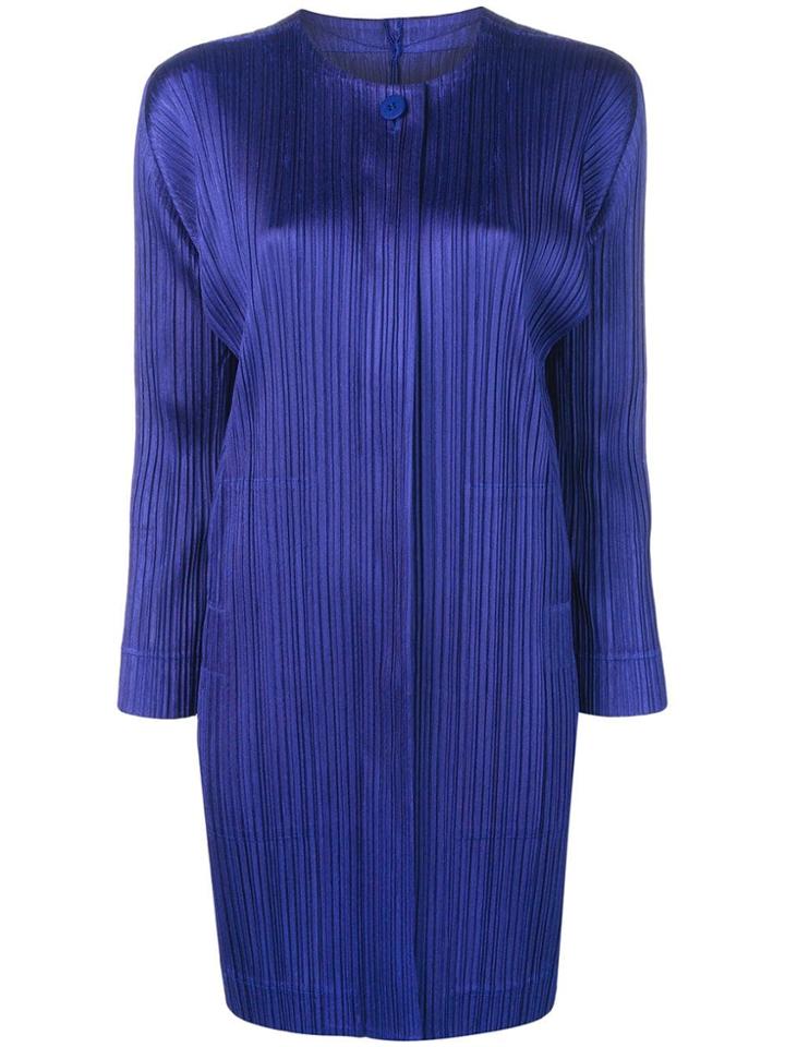 Pleats Please By Issey Miyake Micro Pleated Coat - Blue