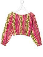 Dondup Kids Printed Off-the-shoulder Blouse, Girl's, Size: 10 Yrs, Green
