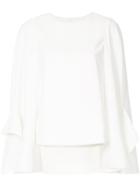 Goen.j Wide Cuffed Cape Top - White