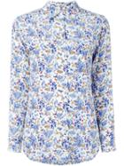 Equipment Leaf And Deer Print Shirt, Women's, Size: S, Blue, Silk