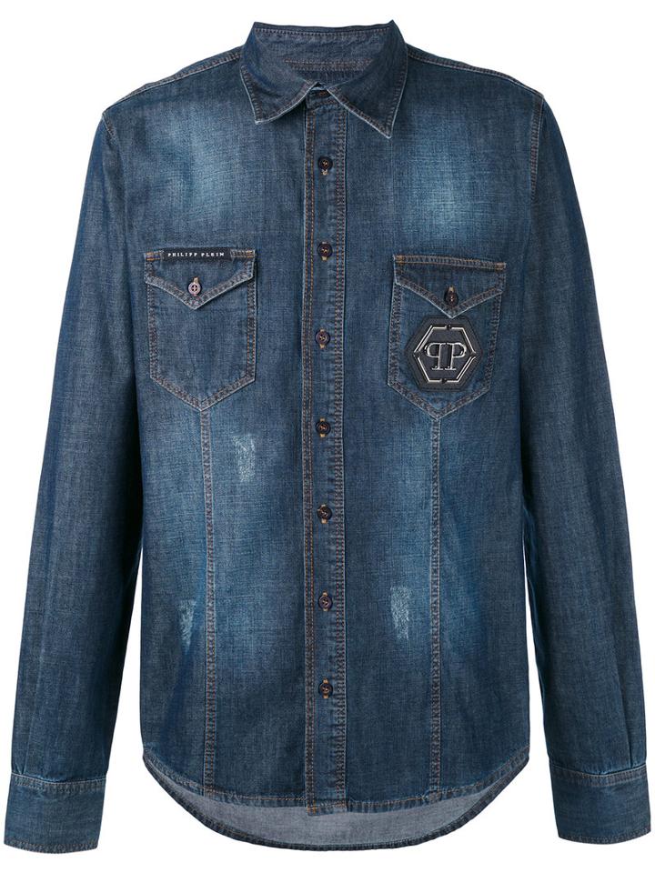 Philipp Plein - Denim Shirt - Men - Cotton - M, Blue, Cotton