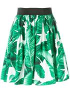Dolce & Gabbana Banana Leaf Print Skirt, Women's, Size: 46, Green, Cotton