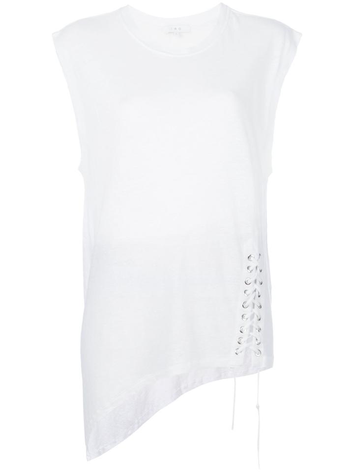Iro Asymmetric Lace Detail Tank - White