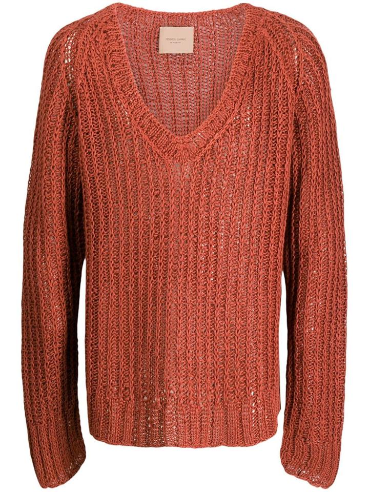 Federico Curradi V-neck Jumper - Brown