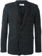 Saint Laurent Single Breasted Blazer, Men's, Size: 50, Black, Silk/cotton/lamb Skin/wool