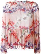 Msgm Floral Print Ruffled Blouse, Women's, Size: 42, Pink, Silk/cotton