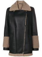 Federica Tosi Shearling Trim Oversized Coat - Black