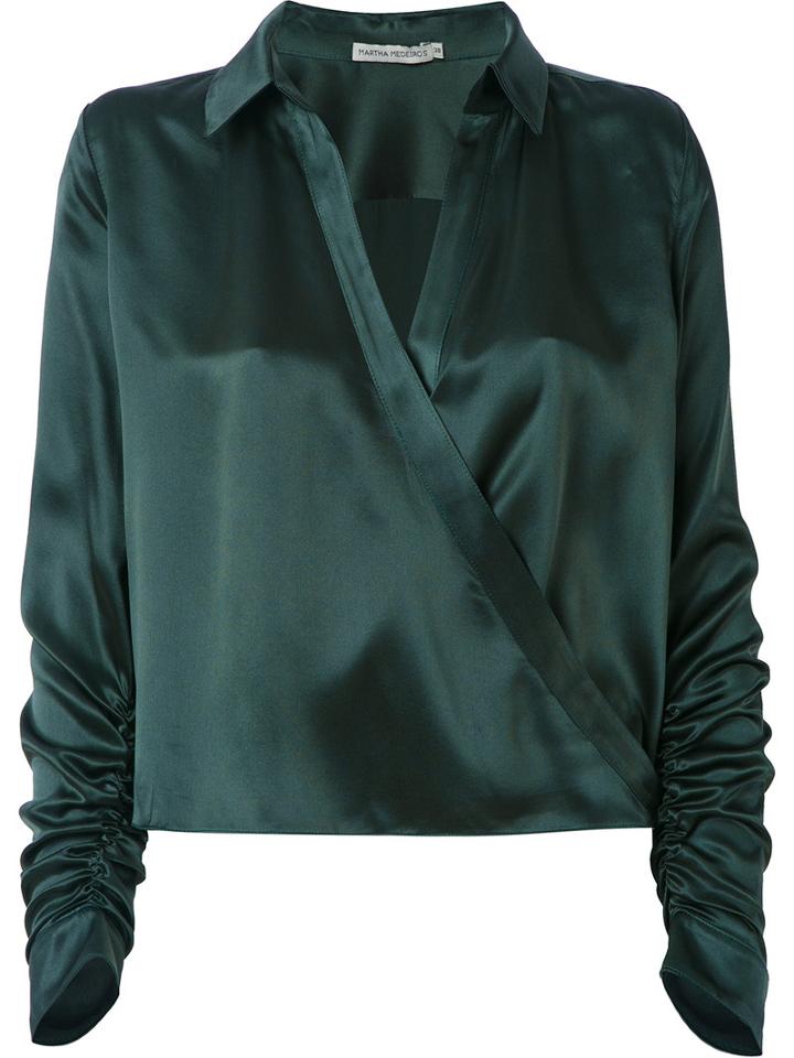 Martha Medeiros Wrap Andrea Shirt, Women's, Size: 40, Green, Silk