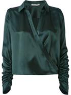 Martha Medeiros Wrap Andrea Shirt, Women's, Size: 40, Green, Silk