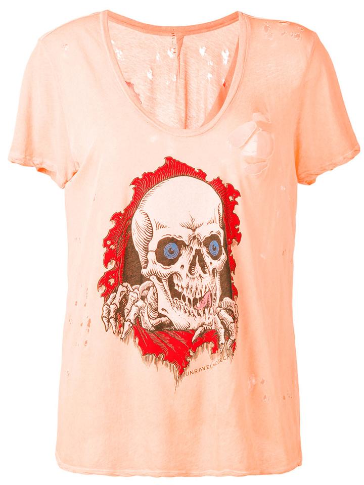Unravel Project - Printed T-shirt - Women - Cotton - S, Yellow/orange, Cotton