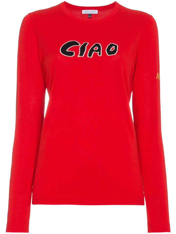 Bella Freud Red Ciao Slogan Jumper