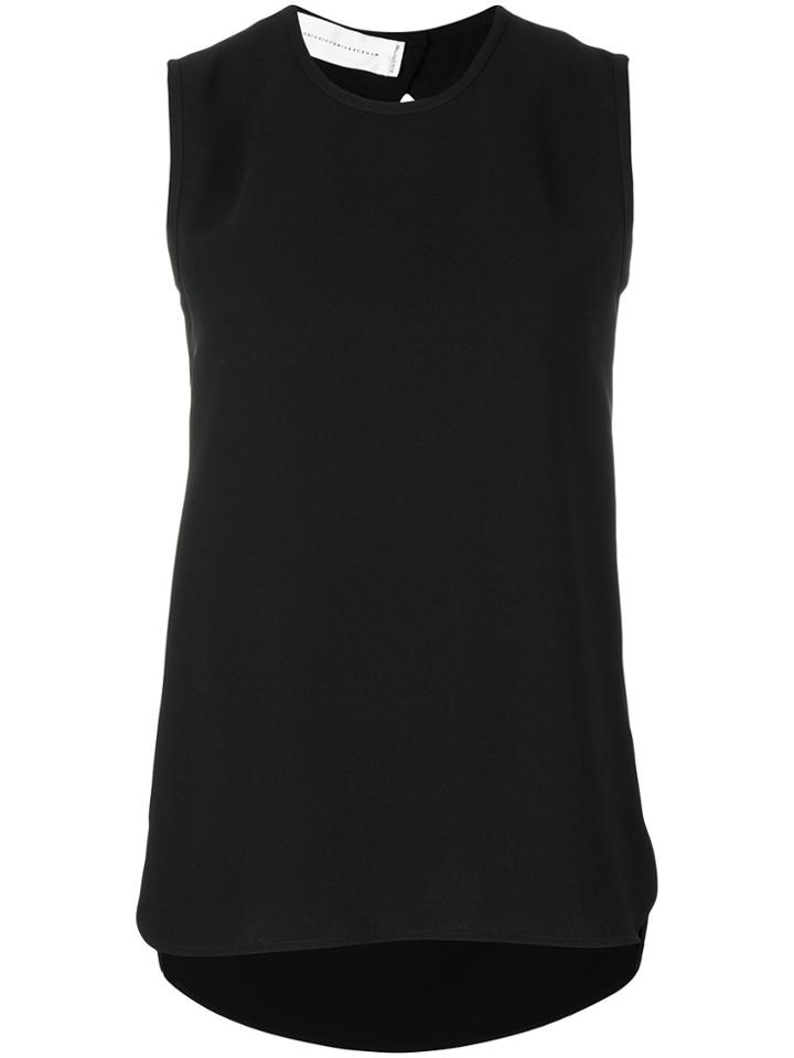 Victoria Victoria Beckham Ruched Back Tank Top With Bow - Black