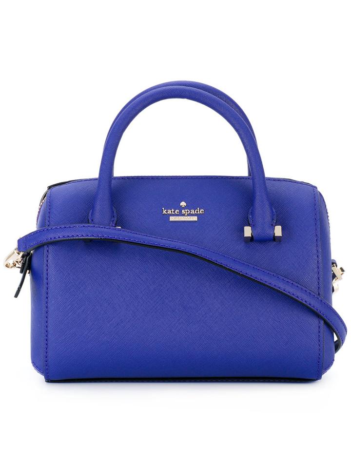 Logo Plaque Tote - Women - Calf Leather/polyester/polyurethane - One Size, Blue, Calf Leather/polyester/polyurethane, Kate Spade
