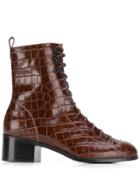 By Far Croc Effect Boots - Brown