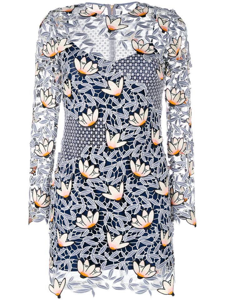 Self-portrait Patchwork Mini Dress, Women's, Size: 10, Grey, Polyester/spandex/elastane