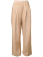 Boboutic - Drop-crotch Straight Trousers - Women - Cotton/linen/flax/polyamide - S, Brown, Cotton/linen/flax/polyamide