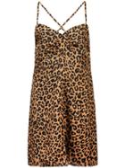 Michelle Mason Leopard Print Mini Dress - Brown