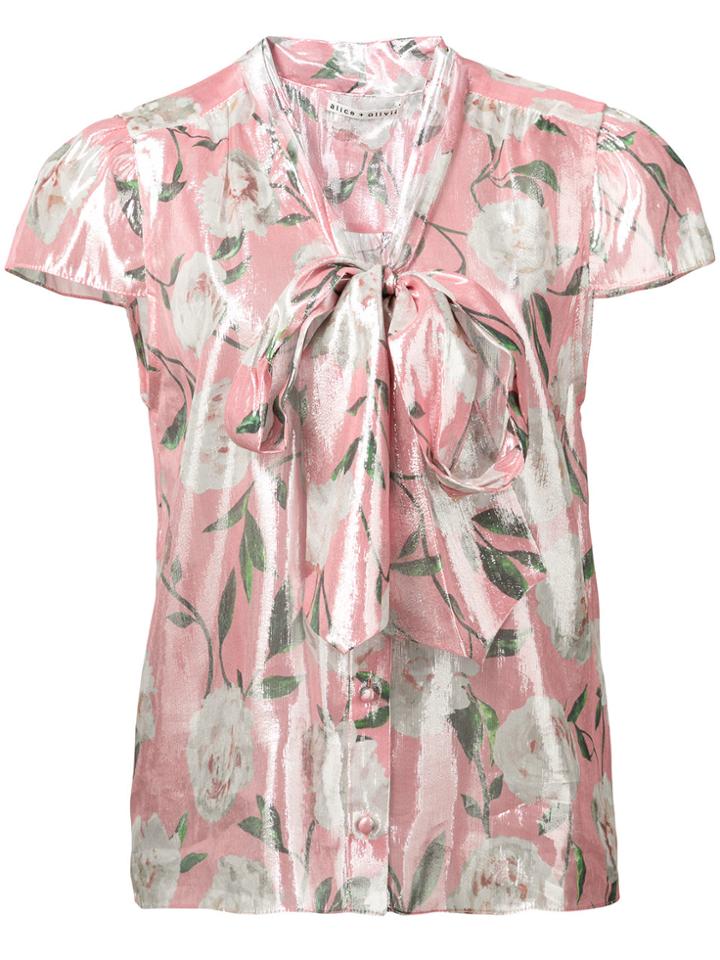 Alice+olivia Peony Print Blouse - Pink & Purple