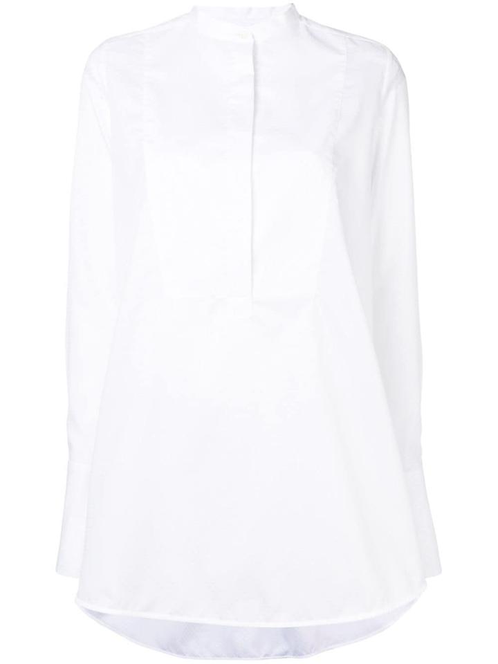 Pringle Of Scotland Mandarin Collar Flared Shirt - White