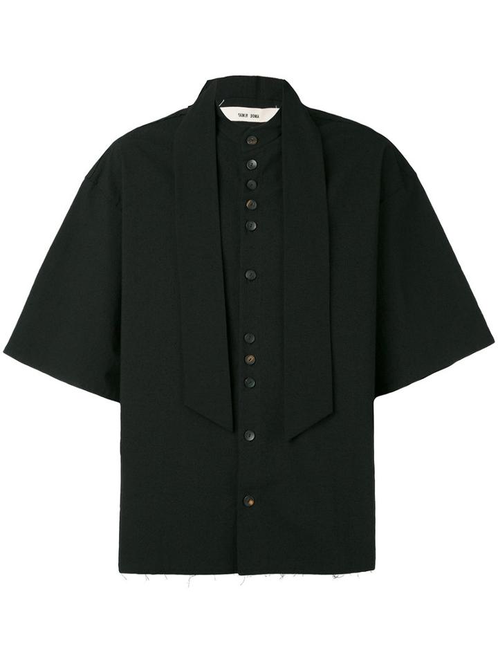 Damir Doma - Neck Tie Shirt - Men - Cotton/polyamide/spandex/elastane - S, Black, Cotton/polyamide/spandex/elastane