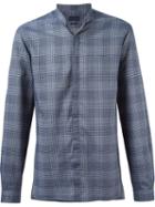 Lanvin Check Print Shirt, Men's, Size: 39, Blue, Cotton