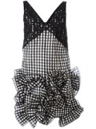 Msgm Gingham Ruffle Dress, Women's, Size: 42, Black, Cotton/polyamide/polyester