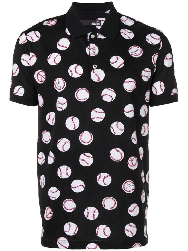 Love Moschino Baseball Print Polo Shirt - Black