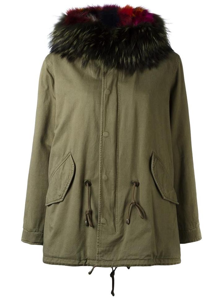 Forte Couture Classic Parka Coat, Women's, Size: 38, Green, Cotton/polyester/raccoon Dog