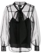 Marc Jacobs Sheer Pussy Bow Blouse - Black