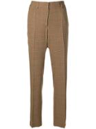 Off-white Plaid Trousers - Brown