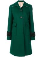 No21 Embellished Cuff Coat - Green