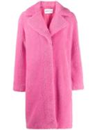 Stand Concealed Front Fastening Coat - Pink