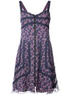 Anna Sui Floral Print Swing Dress - Pink & Purple