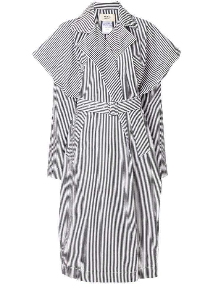 Ports 1961 Oversized Striped Trench Coat - Black