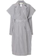 Ports 1961 Oversized Striped Trench Coat - Black