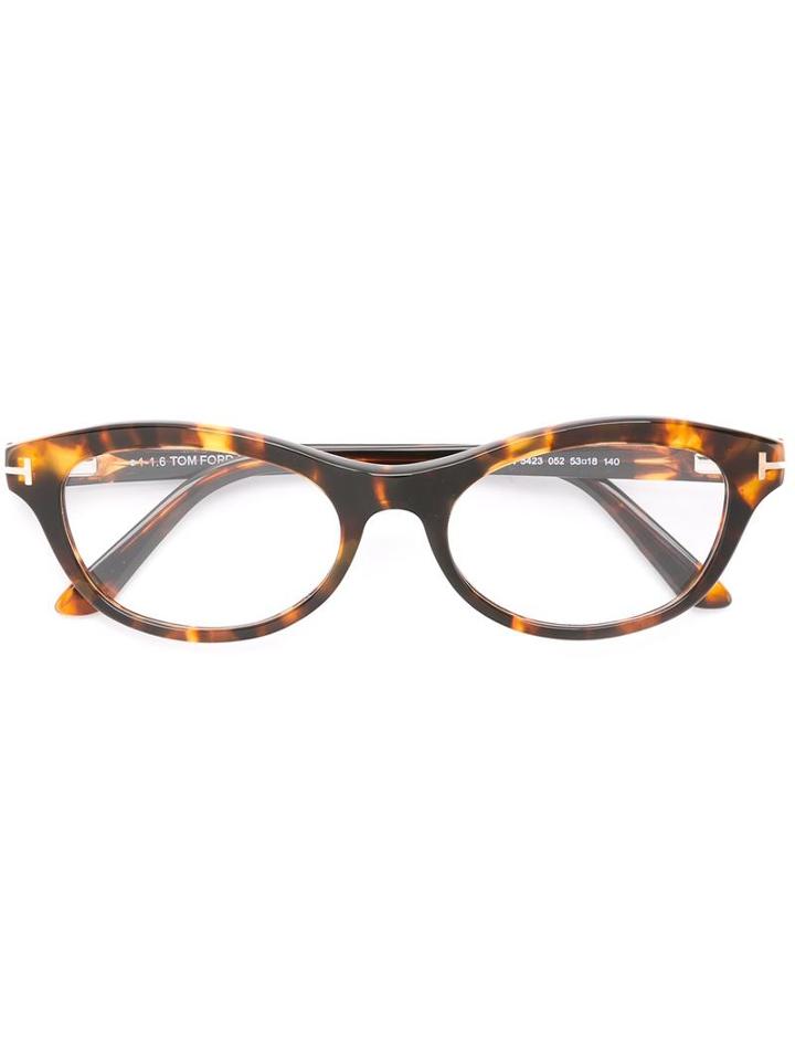 Tom Ford Eyewear Cat Eye Shaped Glasses, Brown, Acetate/metal