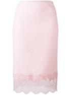 Ermanno Scervino Lace Hem Pencil Skirt, Women's, Size: 42, Pink/purple, Silk/polyamide/cashmere/wool