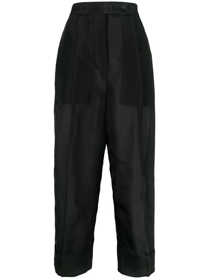 Thom Browne Cropped Rolled Up Trousers - Black