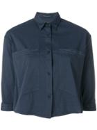 Transit Cropped Button Shirt - Blue