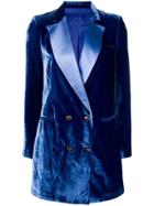 Christian Pellizzari Double Breasted Longline Jacket - Blue