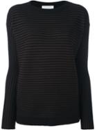 Zanone Ribbed Sheer Pullover, Women's, Size: 40, Black, Virgin Wool