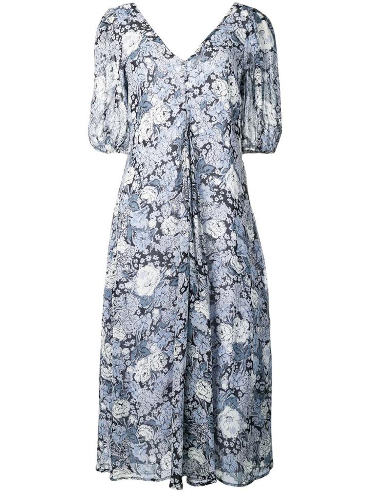 Ganni Heather Floral Dress - Blue