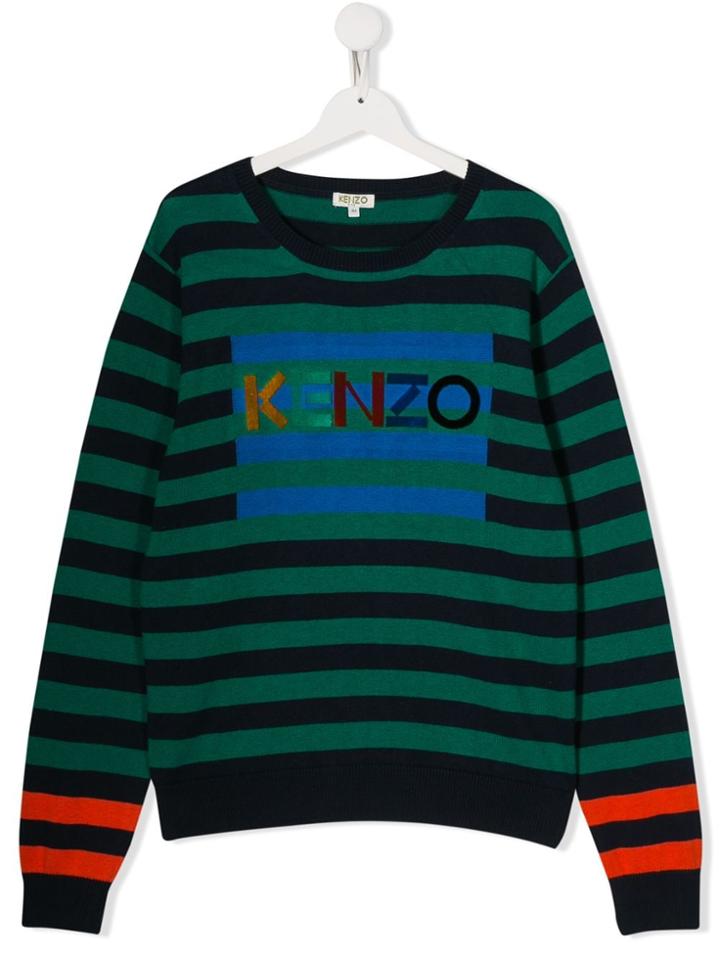 Kenzo Kids Logo Striped Sweater - Blue