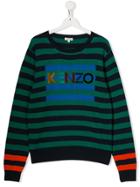 Kenzo Kids Logo Striped Sweater - Blue