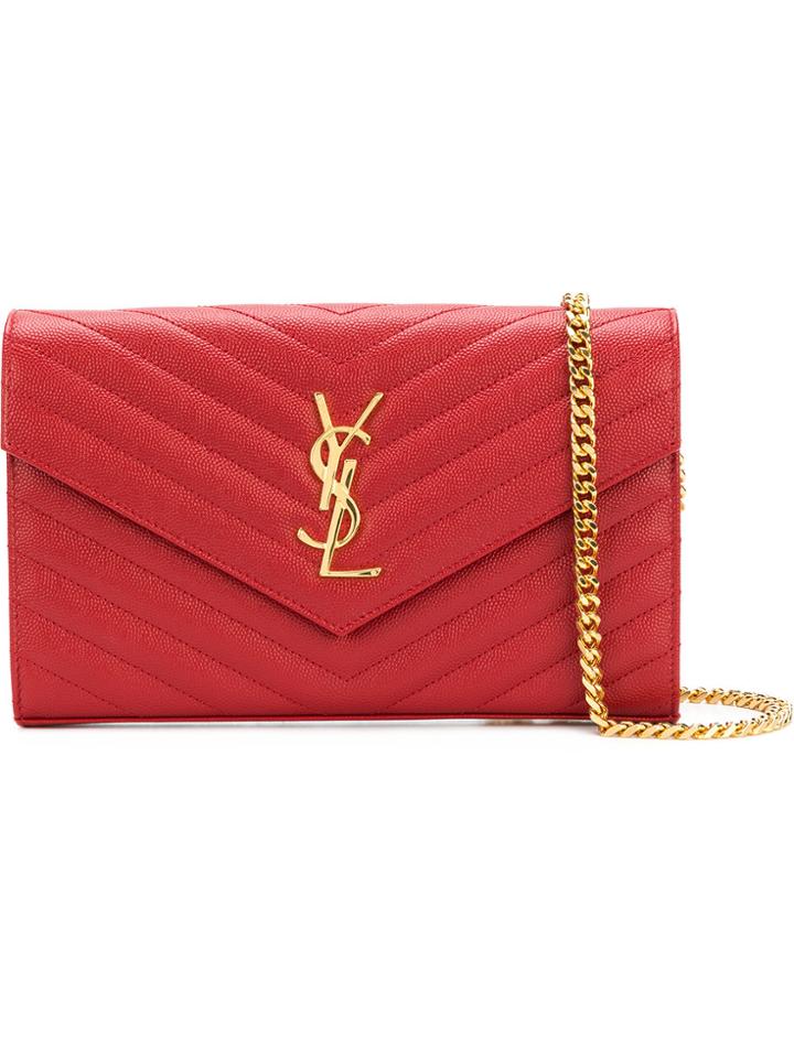 Saint Laurent Envelope Chain Shoulder Bag - Red