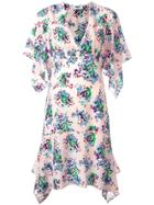Msgm Floral Print Asymmetric Dress - Multicolour