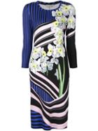 Mary Katrantzou 'stripe Bouquet' Print Dress, Women's, Size: Small, Blue, Viscose/spandex/elastane