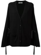 Dorothee Schumacher - Cashmere Lace Up Slit Sleeves Cardigan - Women - Cashmere - 4, Black, Cashmere