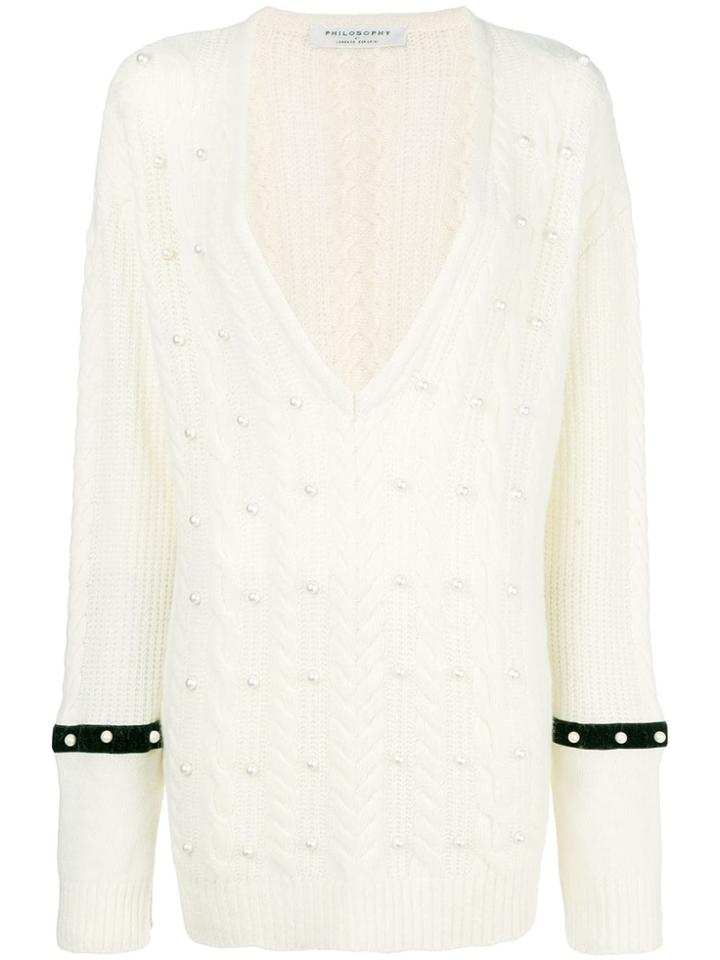 Philosophy Di Lorenzo Serafini Pearl Embellished Jumper - White